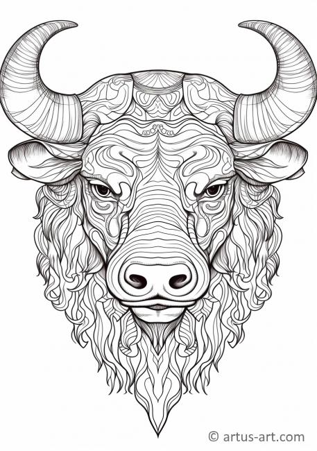 Cute Buffalo Coloring Page For Kids